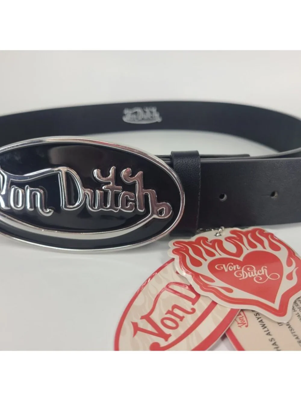 Von Dutch NWT Black Belt size S  (Fits 30-36”)  Black & Silver Buckle